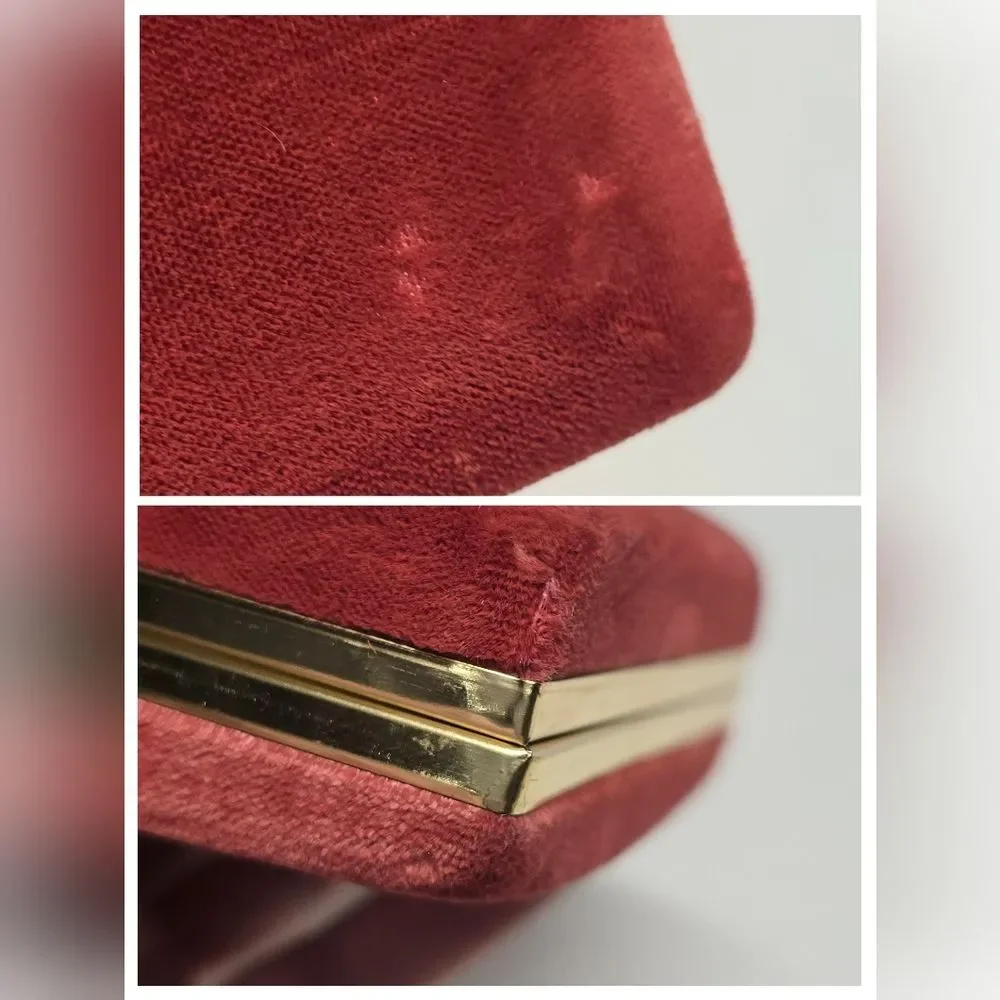 VINTAGE MELE JEWELRY TRAVEL BOX Organizer Cranberry Velour With Gold Accent